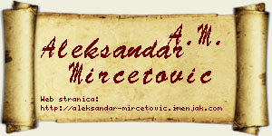 Aleksandar Mirčetović vizit kartica